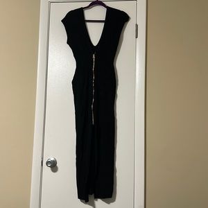 Black deep v neck dress